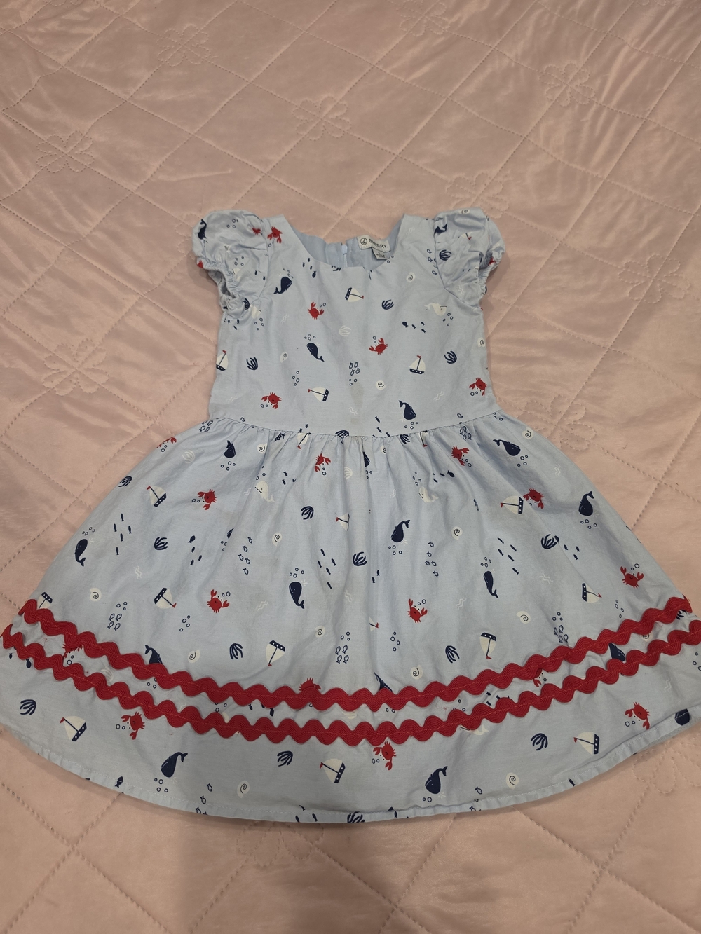 Sperry Light Blue Nautical Dress with Red Trim